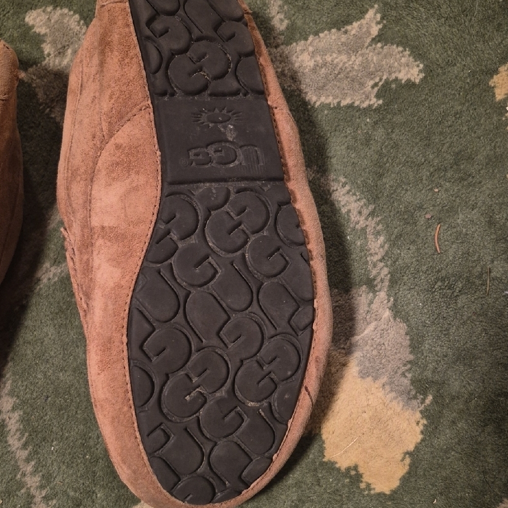 UGG Tan Suede Slippers with Plush Lining - Picture 9 of 11
